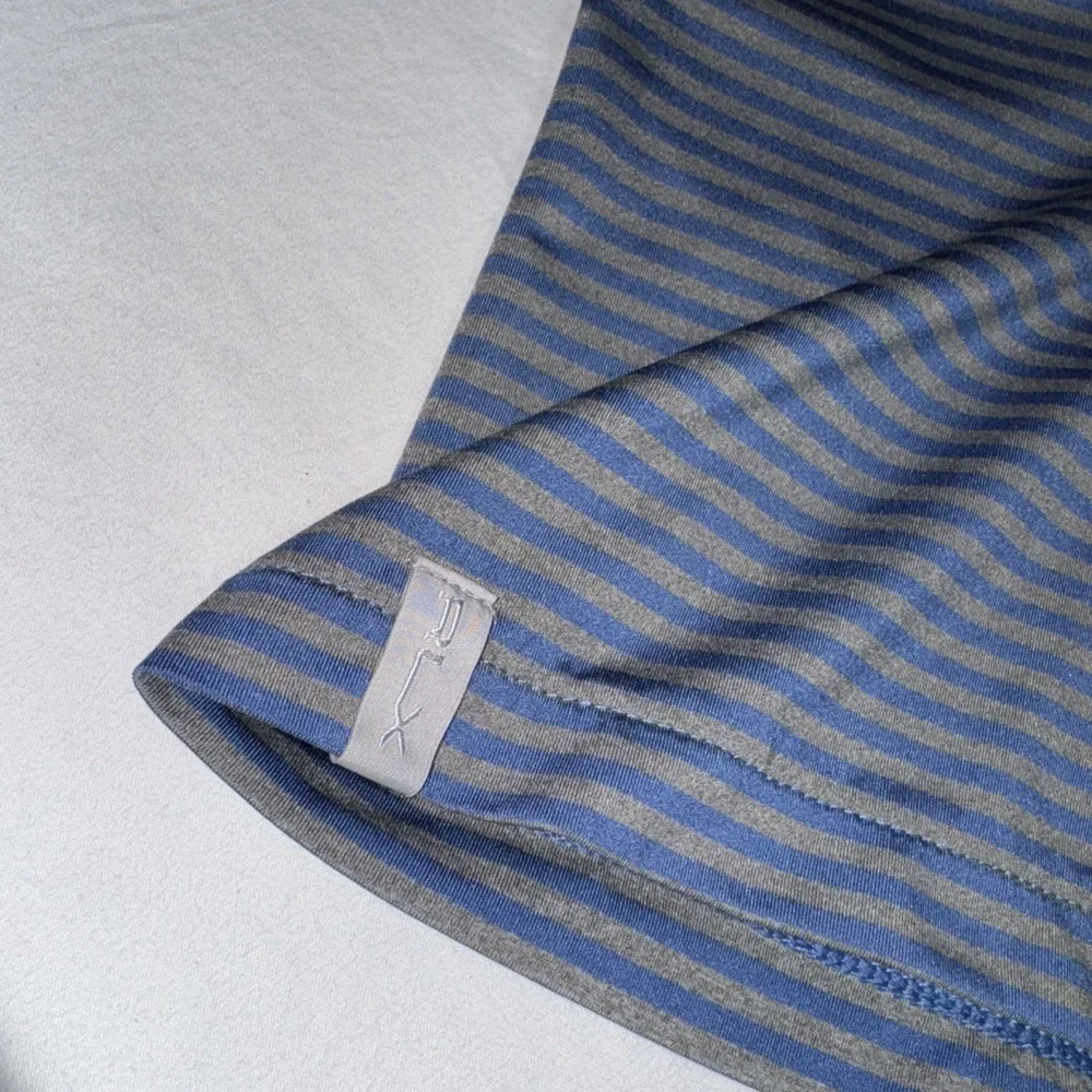 RLX Ralph Lauren Polo Shirt Mens 2XL Blue Striped Performance Golf Prep Stretchy